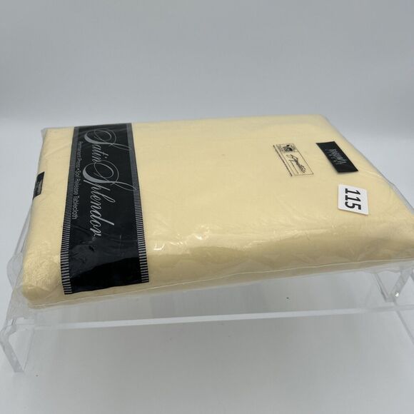 NOS Bardwil Linens Satin Splendor Soil Release Tablecloth 60x140” Oblong Butter - Picture 10 of 10